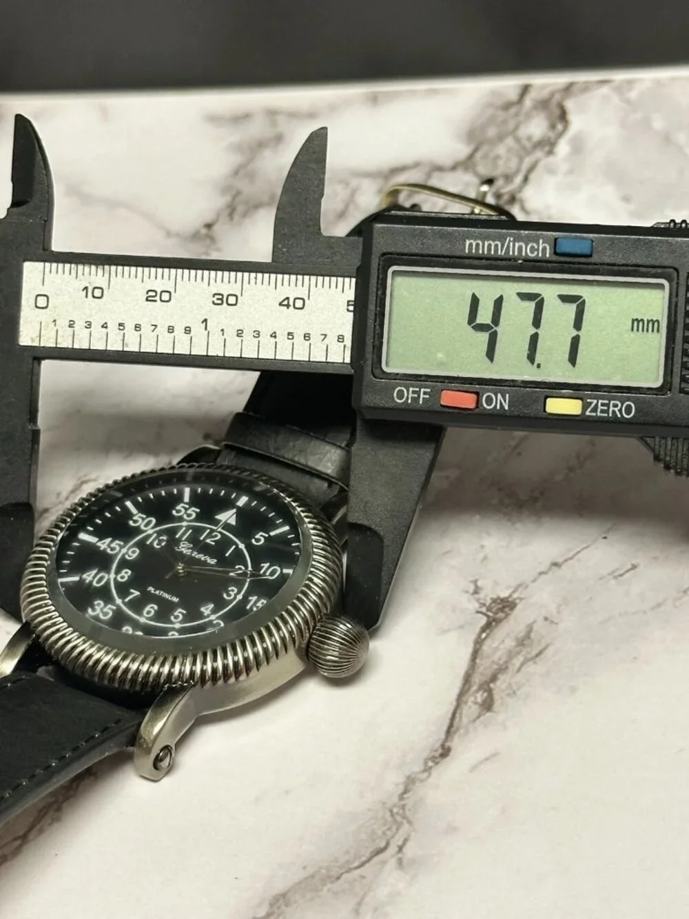Geneva Watch Men Silver Tone Black Faux Leather Band 47MM Dial New Battery
